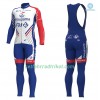 Radbekleidung Radtrikot Langarm + Lang Trägerhose 2018 FDJ Winter Thermal Fleece N001